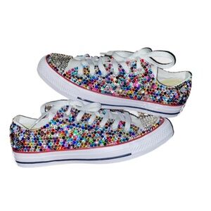 Multicolour Crystal Low Top Converse Sizes 5-14 New In Box With Ribbon Laces
